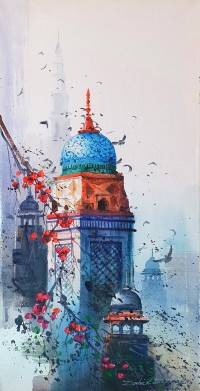 Zahid Ashraf, 12 x 24 inch, Acrylic on Canvas, Cityscape Painting, AC-ZHA-085